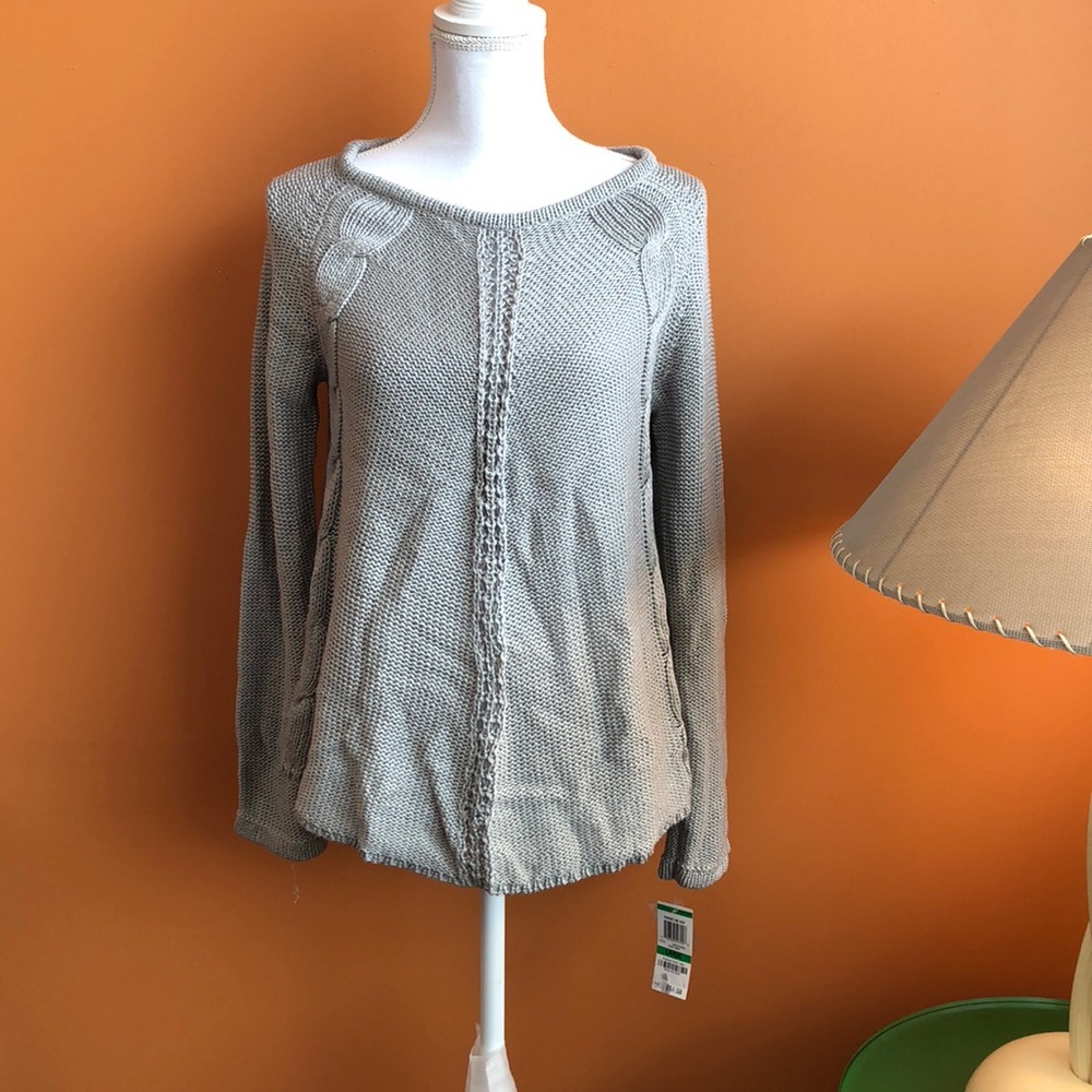 Style&Co Raglan Open Cable-knit Sweater Top large